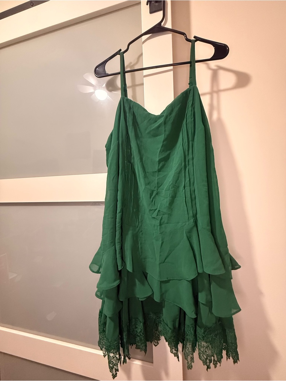 wild fable Green Layered Lace-Trim Spaghetti-Strap Mini Dress